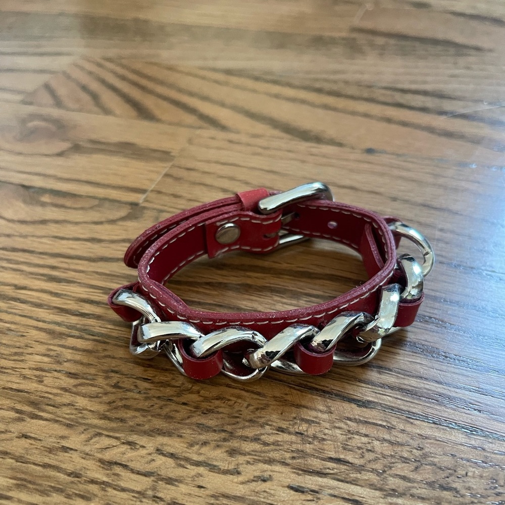 Red Leather Chain Bracelet